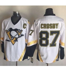 Penguins #87 Sidney Crosby White CCM Throwback Stitched NHL Jersey