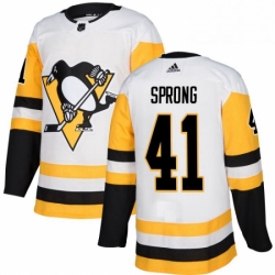 Womens Adidas Pittsburgh Penguins 41 Daniel Sprong Authentic White Away NHL Jersey 