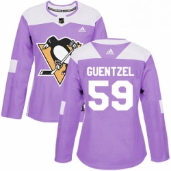 Womens Adidas Pittsburgh Penguins 59 Jake Guentzel Authentic Purple Fights Cancer Practice NHL Jersey 