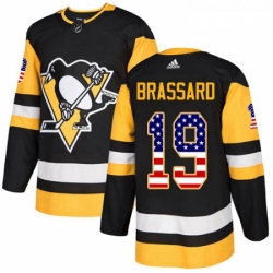 Youth Adidas Pittsburgh Penguins 19 Derick Brassard Authentic Black USA Flag Fashion NHL Jersey 