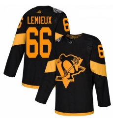 Youth Adidas Pittsburgh Penguins 66 Mario Lemieux Black Authentic 2019 Stadium Series Stitched NHL Jersey 