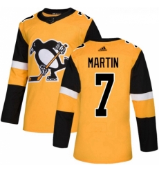 Youth Adidas Pittsburgh Penguins 7 Paul Martin Authentic Gold Alternate NHL Jersey 