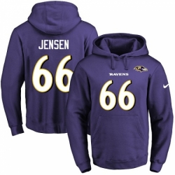 NFL Mens Nike Baltimore Ravens 66 Ryan Jensen Purple Name Number Pullover Hoodie