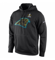 NFL Mens Carolina Panthers Nike Black Super Bowl 50 Bound Team Travel Performance Pullover Hoodie