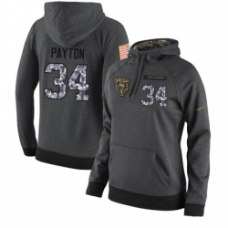 NFL Womens Nike Chicago Bears 34 Walter Payton Stitched Black Anthracite Salute to Service Player Performance Hoodie