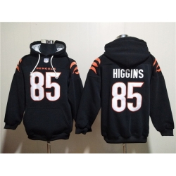 Men Cincinnati Bengals 85 Tee Higgins Black Pullover Hoodie