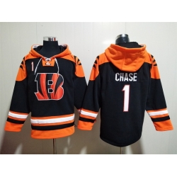 NFL Men Cincinnati Bengals 1 Ja 27Marr Chase Stitched Hoodie