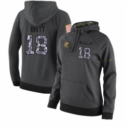 NFL Womens Nike Cleveland Browns 18 Kenny Britt Stitched Black Anthracite Salute to Service Player Performance Hoodie