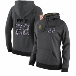 NFL Womens Nike Cleveland Browns 22 Jabrill Peppers Stitched Black Anthracite Salute to Service Player Performance Hoodie