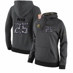 NFL Womens Nike Cleveland Browns 25 Calvin Pryor Stitched Black Anthracite Salute to Service Player Performance Hoodie
