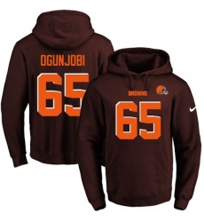 NFL Mens Nike Cleveland Browns 65 Larry Ogunjobi Brown Name Number Pullover Hoodie