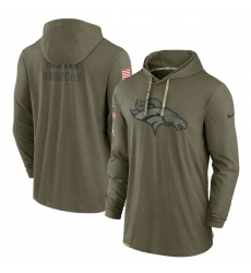 Men Denver Broncos 2022 Olive Salute To Service Tonal Pullover Hoodie