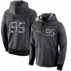 NFL Mens Nike Denver Broncos 95 Derek Wolfe Stitched Black Anthracite Salute to Service Player Performance Hoodie