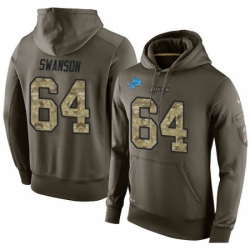 NFL Nike Detroit Lions 64 Travis Swanson Green Salute To Service Mens Pullover Hoodie