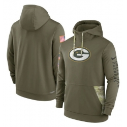 Men Green Bay Packers 2022 Olive Salute To Service Therma Performance Pullover Hoodie