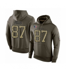 Football Mens Houston Texans 87 Darren Fells Green Salute To Service Pullover Hoodie