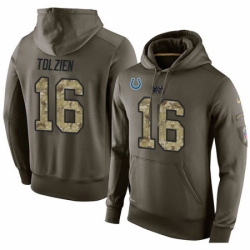 NFL Nike Indianapolis Colts 16 Scott Tolzien Green Salute To Service Mens Pullover Hoodie