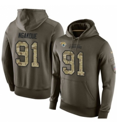 NFL Nike Jacksonville Jaguars 91 Yannick Ngakoue Green Salute To Service Mens Pullover Hoodie