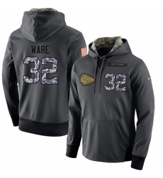 NFL Mens Nike Kansas City Chiefs 32 Spencer Ware Stitched Black Anthracite Salute to Service Player Performance Hoodie