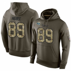 NFL Nike Los Angeles Rams 89 Tyler Higbee Green Salute To Service Mens Pullover Hoodie