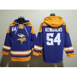 Men Minnesota Vikings 54 Eric Kendricks Purple Yellow Ageless Must Have Lace Up Pullover Hoodie