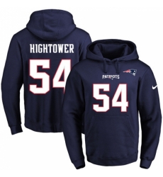 NFL Mens Nike New England Patriots 54 Donta Hightower Navy Blue Name Number Pullover Hoodie