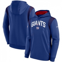 Men New York Giants Blue Sideline Stack Performance Pullover Hoodie 002