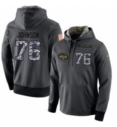 NFL Mens Nike New York Jets 76 Wesley Johnson Stitched Black Anthracite Salute to Service Player Performance Hoodie