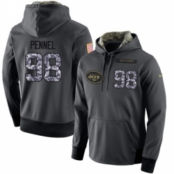 NFL Mens Nike New York Jets 98 Mike Pennel Elite Stitched Black Anthracite Salute to Service Player Performance Hoodie