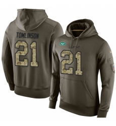 NFL Nike New York Jets 21 LaDainian Tomlinson Green Salute To Service Mens Pullover Hoodie