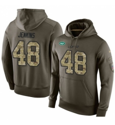 NFL Nike New York Jets 48 Jordan Jenkins Green Salute To Service Mens Pullover Hoodie