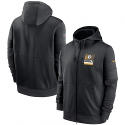 Men Pittsburgh Steelers New 2020 Nike Gray Black Fan Gear Mascot Performance Full Zip Hoodie