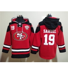 Men San Francisco 49ers 19 Deebo Samuel Red Ageless Must Have Lace Up Pullover Hoodie