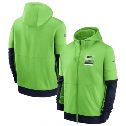 Men Seattle Seahawks New 2020 Nike Green Black Fan Gear Mascot Performance Full Zip Hoodie