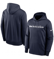 Men Seattle Seahawks Nike Fan Gear Wordmark Performance Pullover Hoodie College Navy