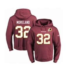 Football Mens Washington Redskins 32 Jimmy Moreland Red Name Number Pullover Hoodie