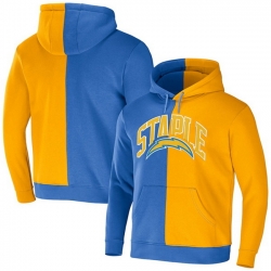 Men Los Angeles Chargers Blue Gold Split Logo Pullover Hoodie