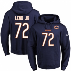 NFL Mens Nike Chicago Bears 72 Charles Leno Navy Blue Name Number Pullover Hoodie