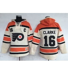 Flyers #16 Bobby Clarke Cream Sawyer Hooded Sweatshirt Stitched NHL Jersey