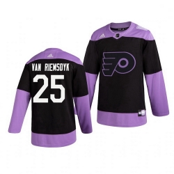 Flyers 25 James Van Riemsdyk Black Purple Hockey Fights Cancer Adidas Jersey