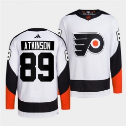 Men Philadelphia Flyers 89 Cam Atkinson White 2022 Reverse Retro Stitched Jersey