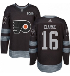 Mens Adidas Philadelphia Flyers 16 Bobby Clarke Authentic Black 1917 2017 100th Anniversary NHL Jersey 