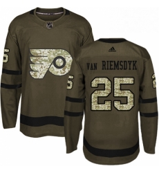 Mens Adidas Philadelphia Flyers 25 James Van Riemsdyk Authentic Green Salute to Service NHL Jersey 