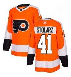 Mens Adidas Philadelphia Flyers 41 Anthony Stolarz Premier Orange Home NHL Jersey 