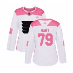 Women Philadelphia Flyers #79 Carter Hart Authentic White Pink Fashion Hockey Jersey