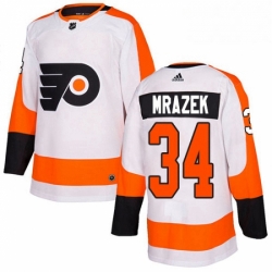 Womens Adidas Philadelphia Flyers 34 Petr Mrazek Authentic White Away NHL Jersey 