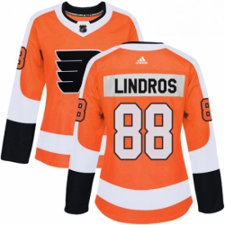 Womens Adidas Philadelphia Flyers 88 Eric Lindros Premier Orange Home NHL Jersey 