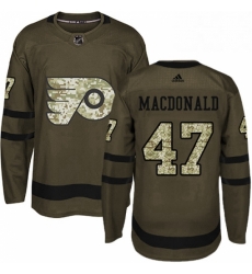 Youth Adidas Philadelphia Flyers 47 Andrew MacDonald Authentic Green Salute to Service NHL Jersey 