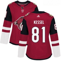 Coyotes #81 Phil Kessel Maroon Home Authentic Women Stitched Hockey Jersey