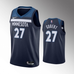 Men Minnesota Timberwolves 27 Rudy Gobert Icon Edition Navy 75th Anniversary Swingman Stitched Jersey